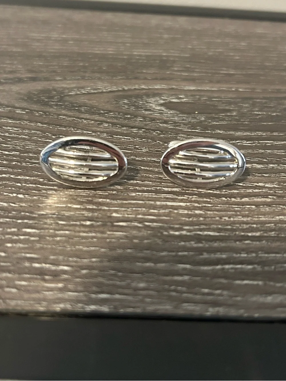 Vintage SWANK Silver Oval Cufflinks